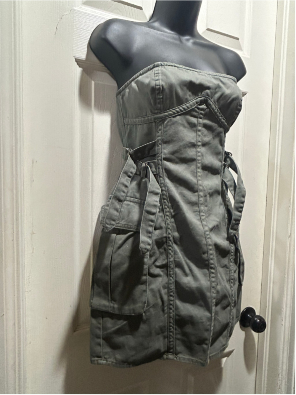 Women's Forever 21 Olive Green Strapless Cargo Mini Dress Size M